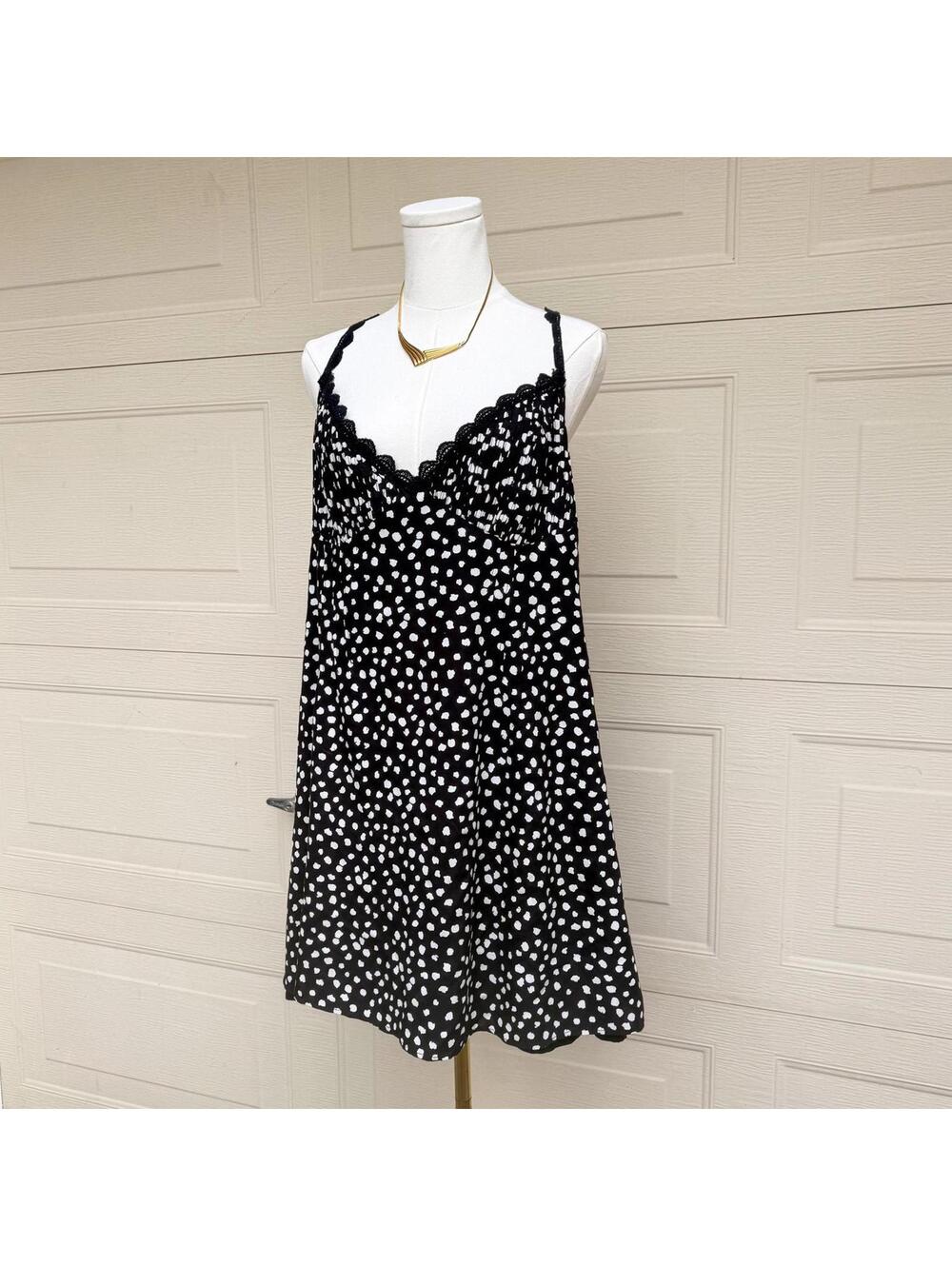 TOPSHOP Black and White Polka Dot Dress w/ Lace Trim NWOTs (14)